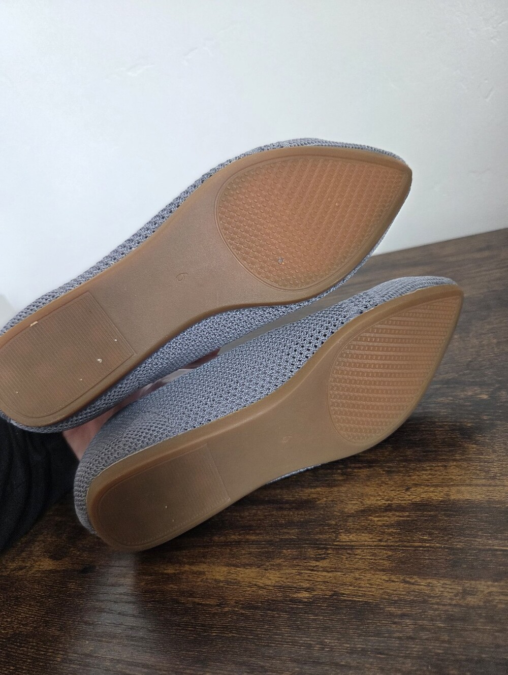 Gray Knit Pointed Toe Ballet Flat Shoes Slip On Preppy Comfy Office School 6 - Picture 6 of 9